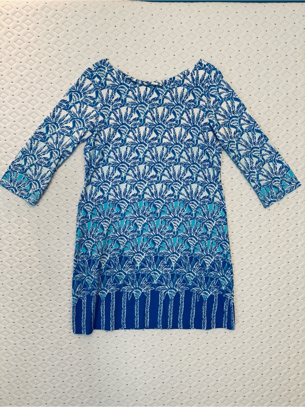 Lilly Pulitzer Blue White Palm-Print Midi Dress